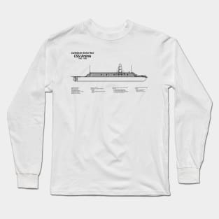 CSS Virginia ship. Steam powered ironclad of American Civil War - SDpng Long Sleeve T-Shirt